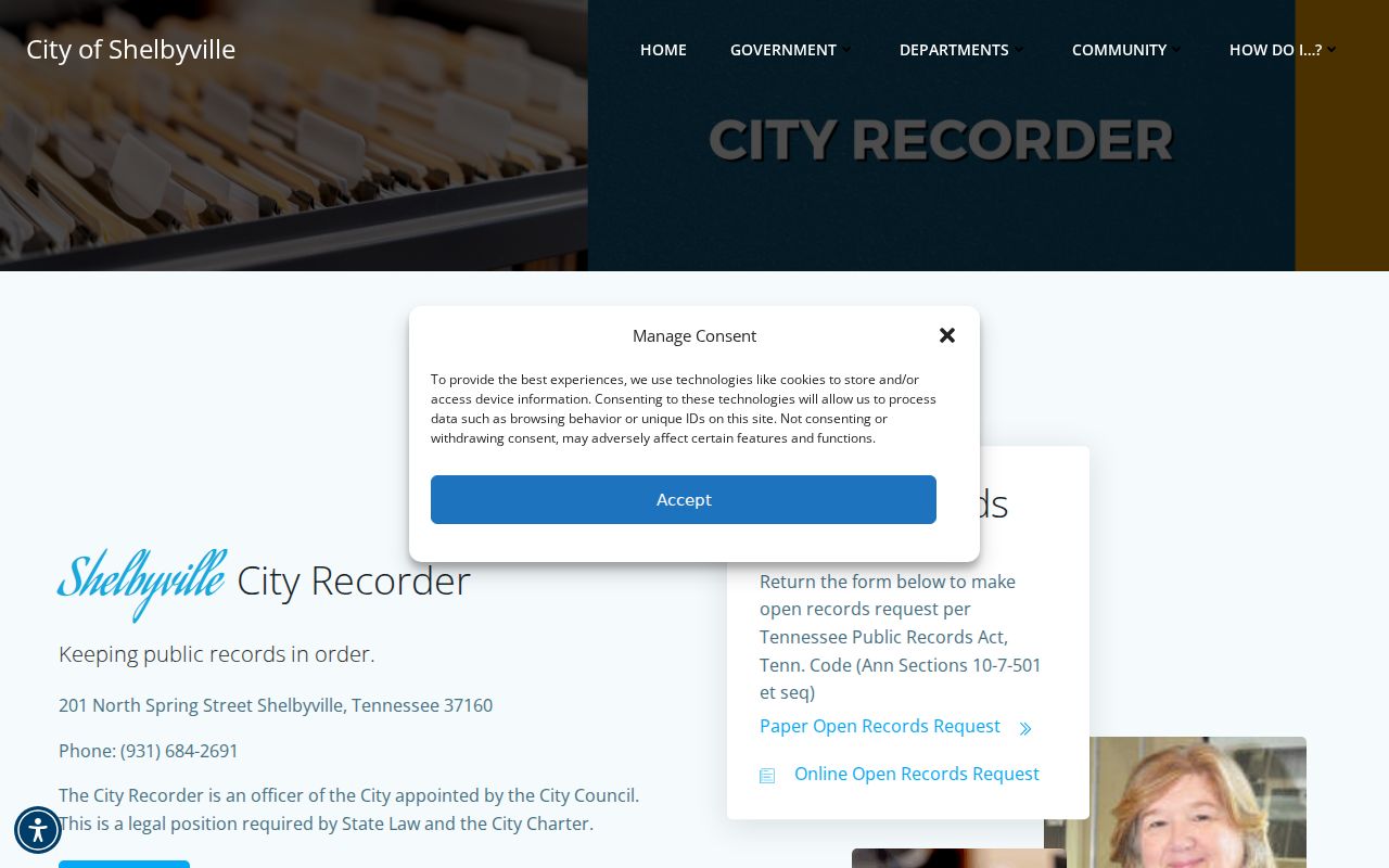 Shelbyville residents directory City Recorder source